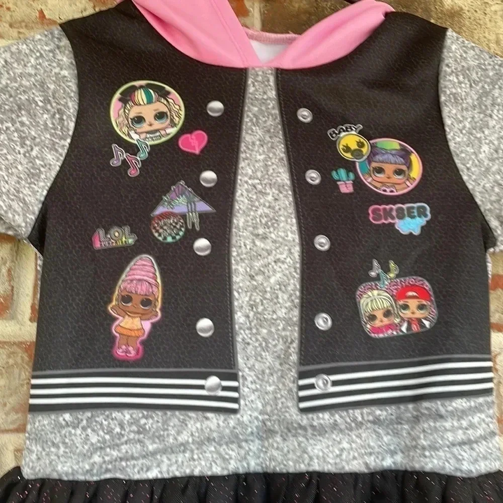 Lol Surprise Black‎ Gray Pink Hooded  Girl’s Dress Costume